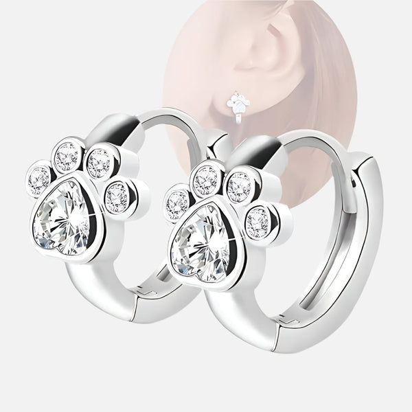 paw huggie hoops with sparkling zirconia