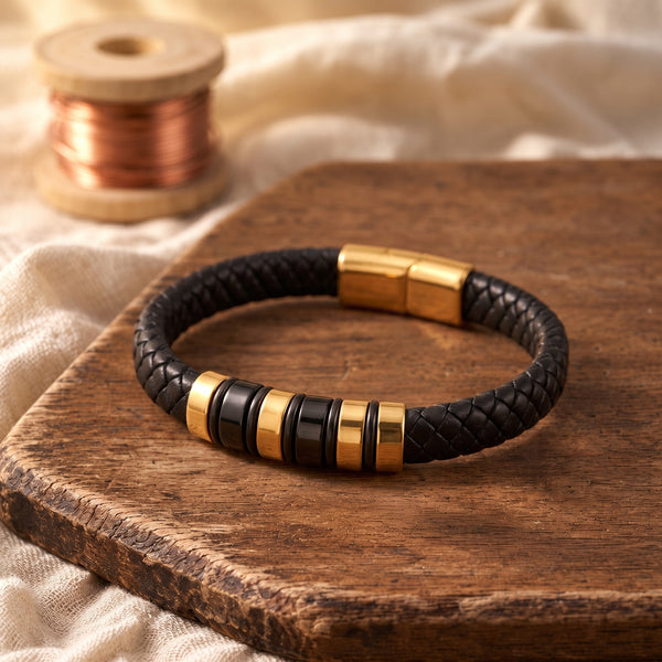 Regal Braided Leather Men's Bracelet