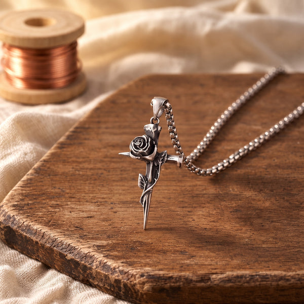 Rose Dagger Pendant Necklace