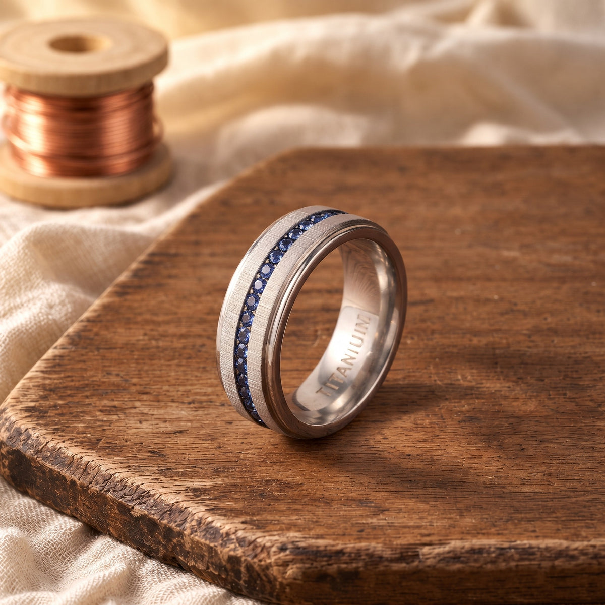 Sapphire Gold Inlay Band