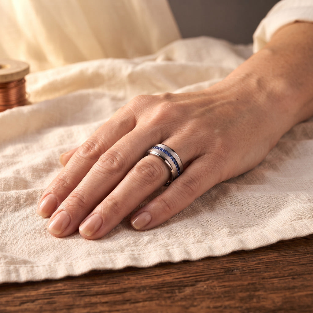 Sapphire Gold Inlay Band