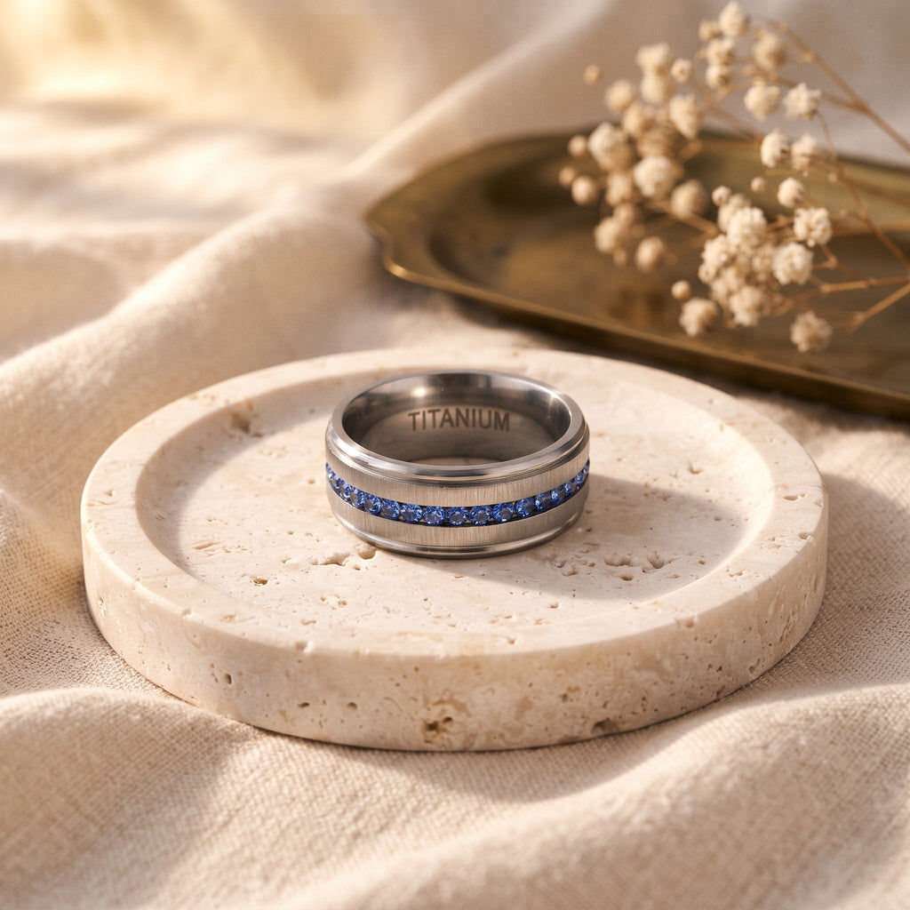 Sapphire Gold Inlay Band