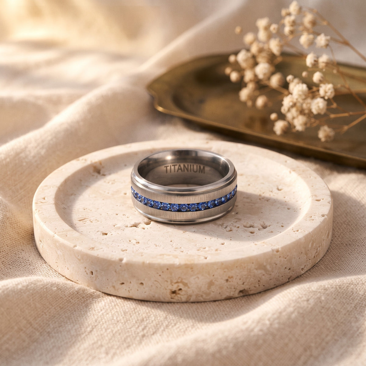 Sapphire Gold Inlay Band
