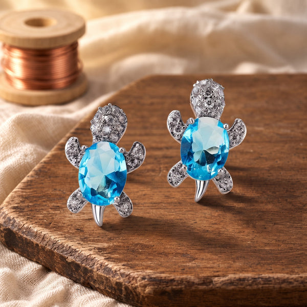Sea Turtle Earrings with Zirconia