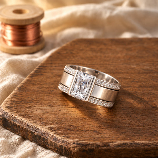 Shiny Silver Ring in Vintage Style