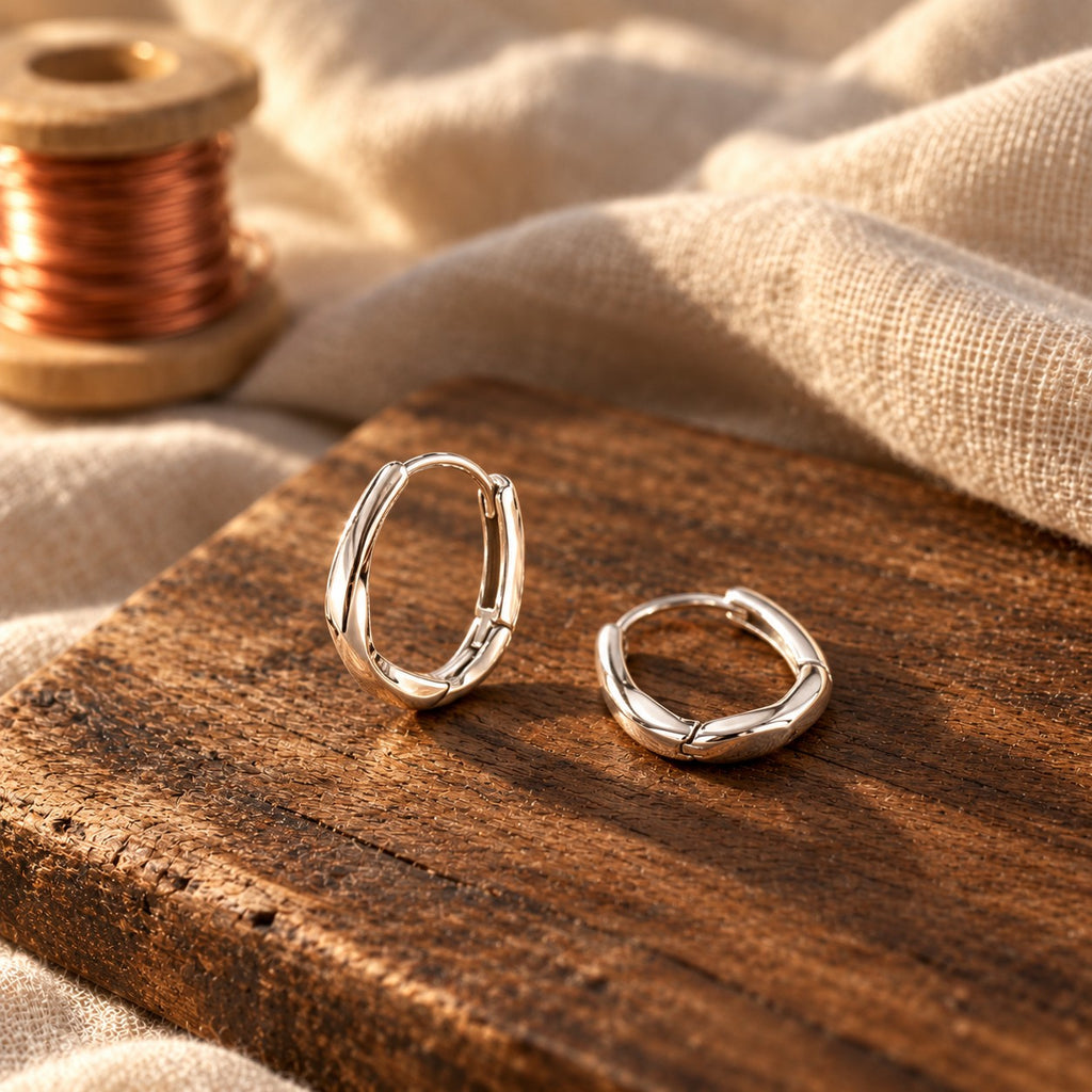 Silver-Tone Round Huggie Earrings