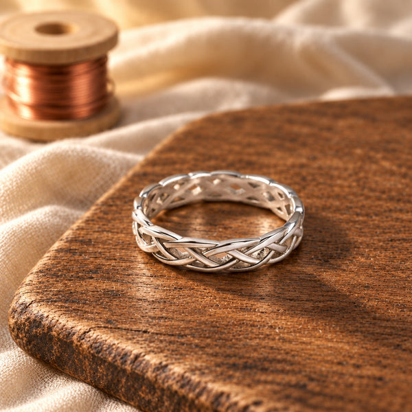 Twisted Silver Woven Band Ring