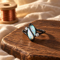 Vintage Black Silver Opal & Crystal Accent Ring