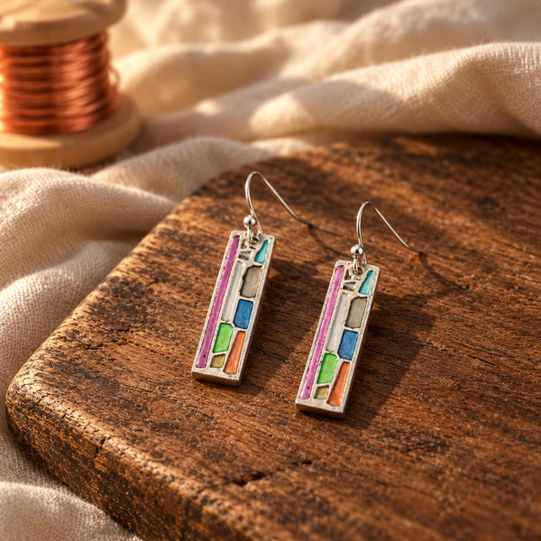 Vintage Colorful Silver Earrings