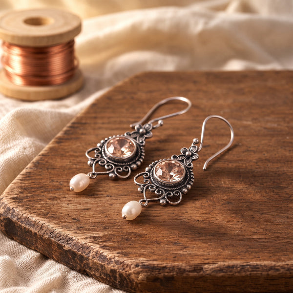 Vintage Glass Dangling Pearl Earrings