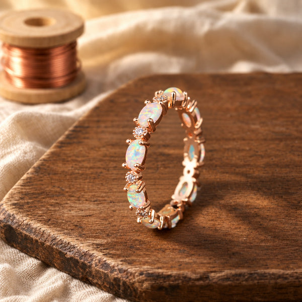 Vintage Gold Opal Eternity Ring