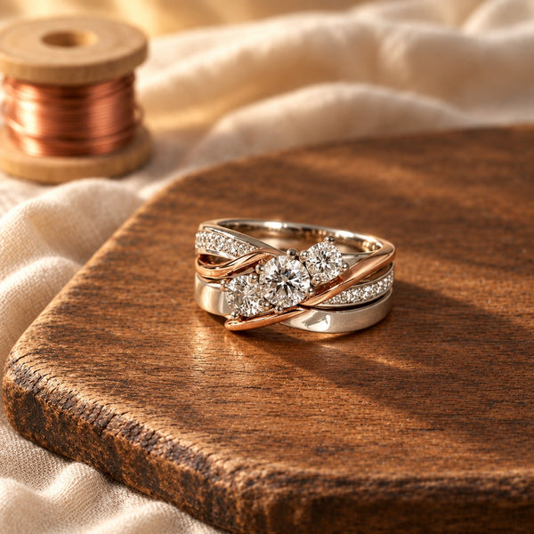 Vintage Gold & Silver Zirconia Ring