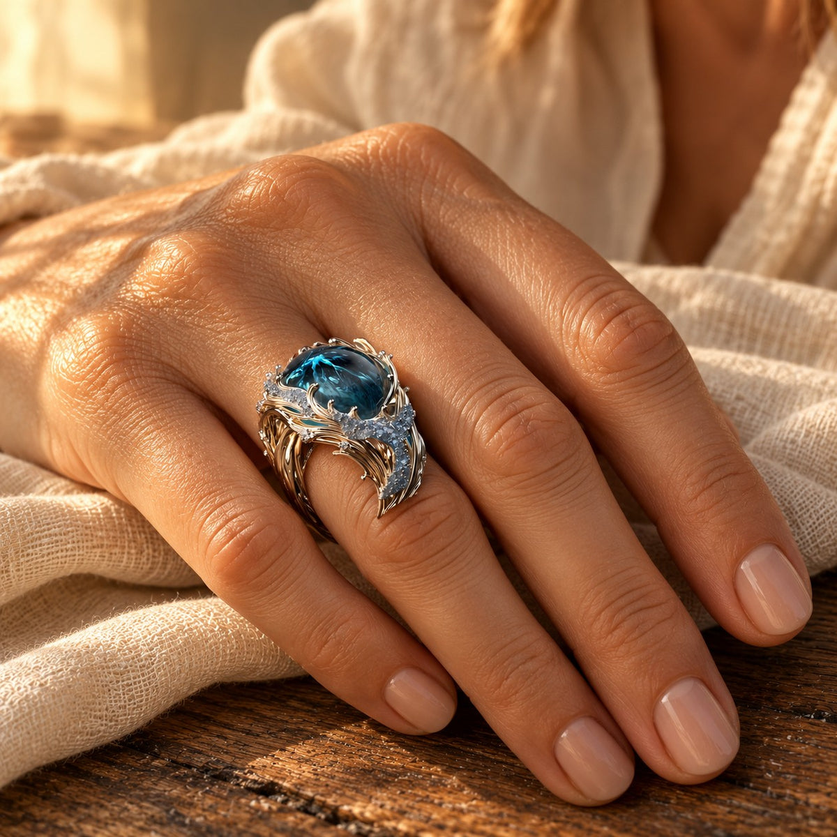 Vintage Golden Ocean Ring