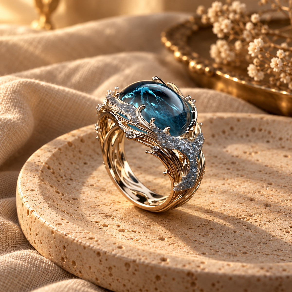 Vintage Golden Ocean Ring