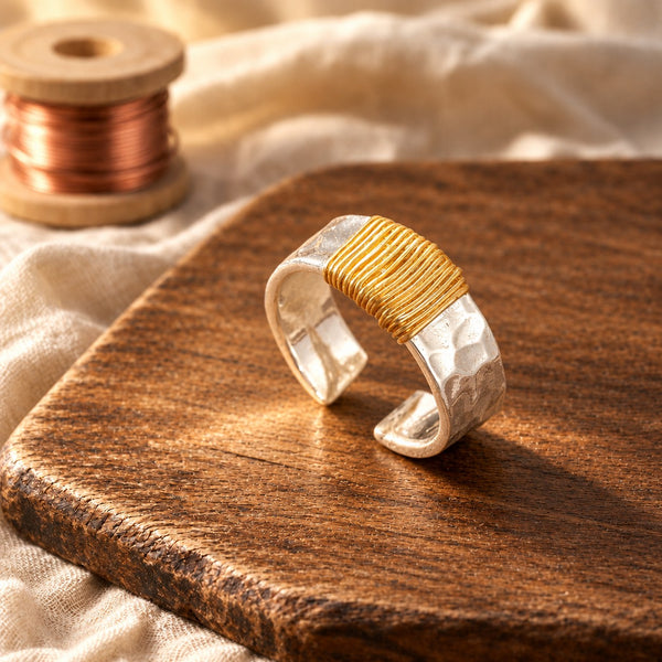 Vintage Golden Threads Silver Ring