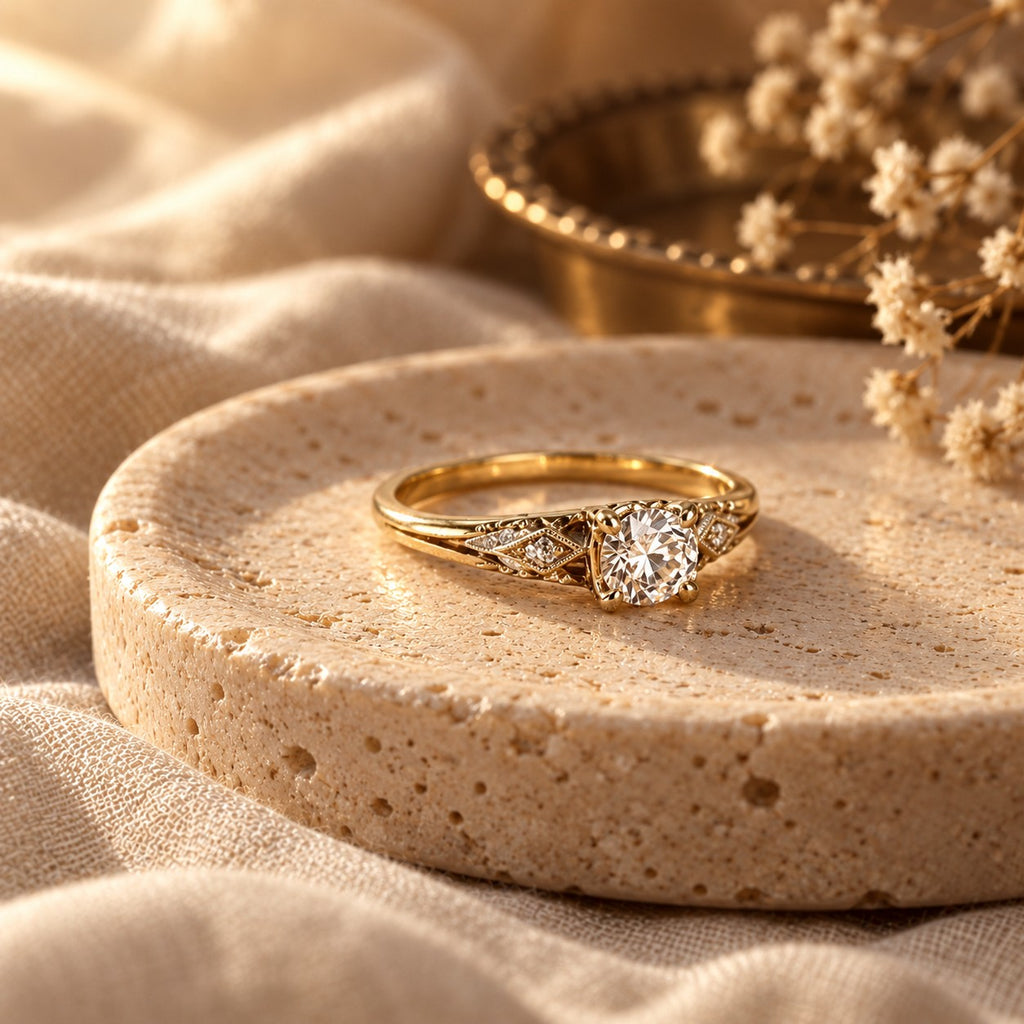 Vintage Zirconia Fine Gold Ring